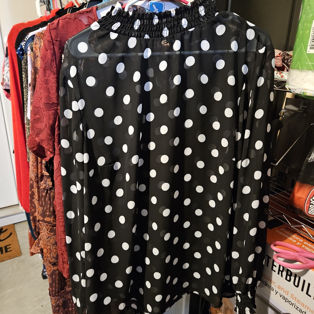 Torrid Black and White Polka Dot Blouse
